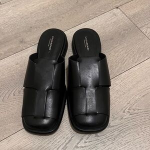Vagabond Everyday Woven Mule Loafers Black Leather Size 39 US 8